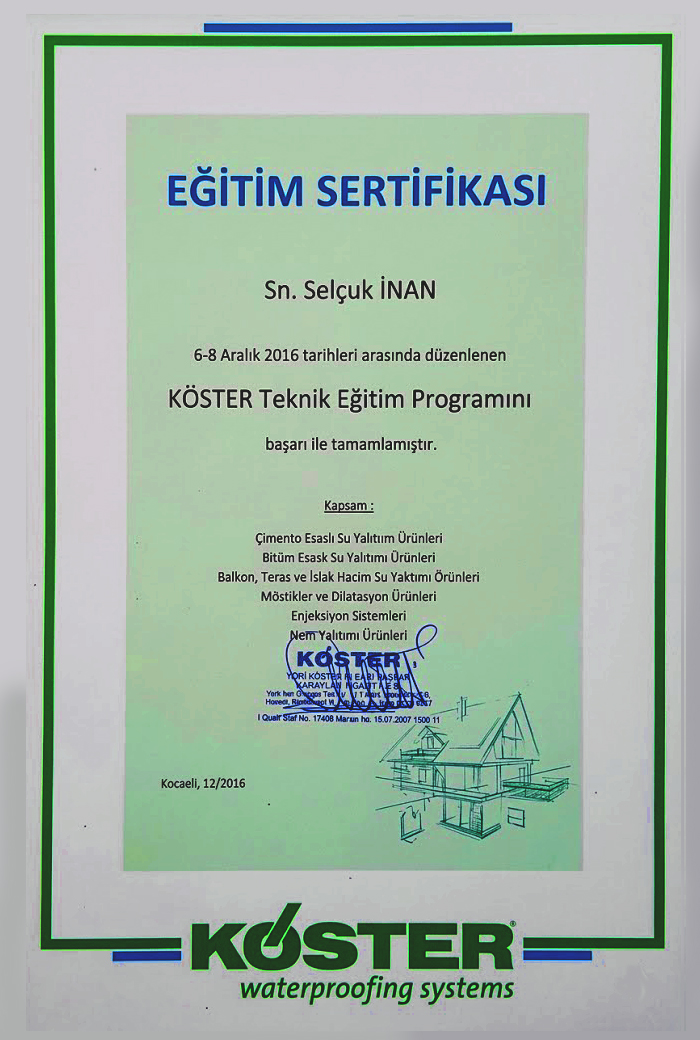  KÖSTER Kurs Belgesi